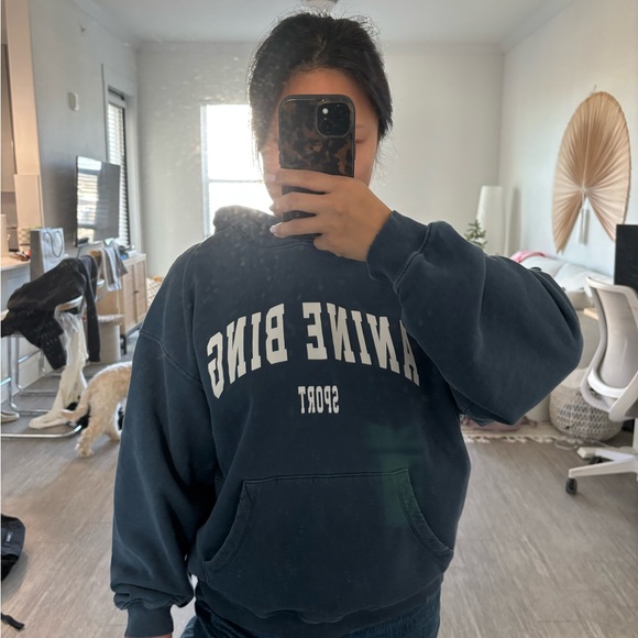 Anine Bing Navy Sport Hoodie - Picture 2 of 6